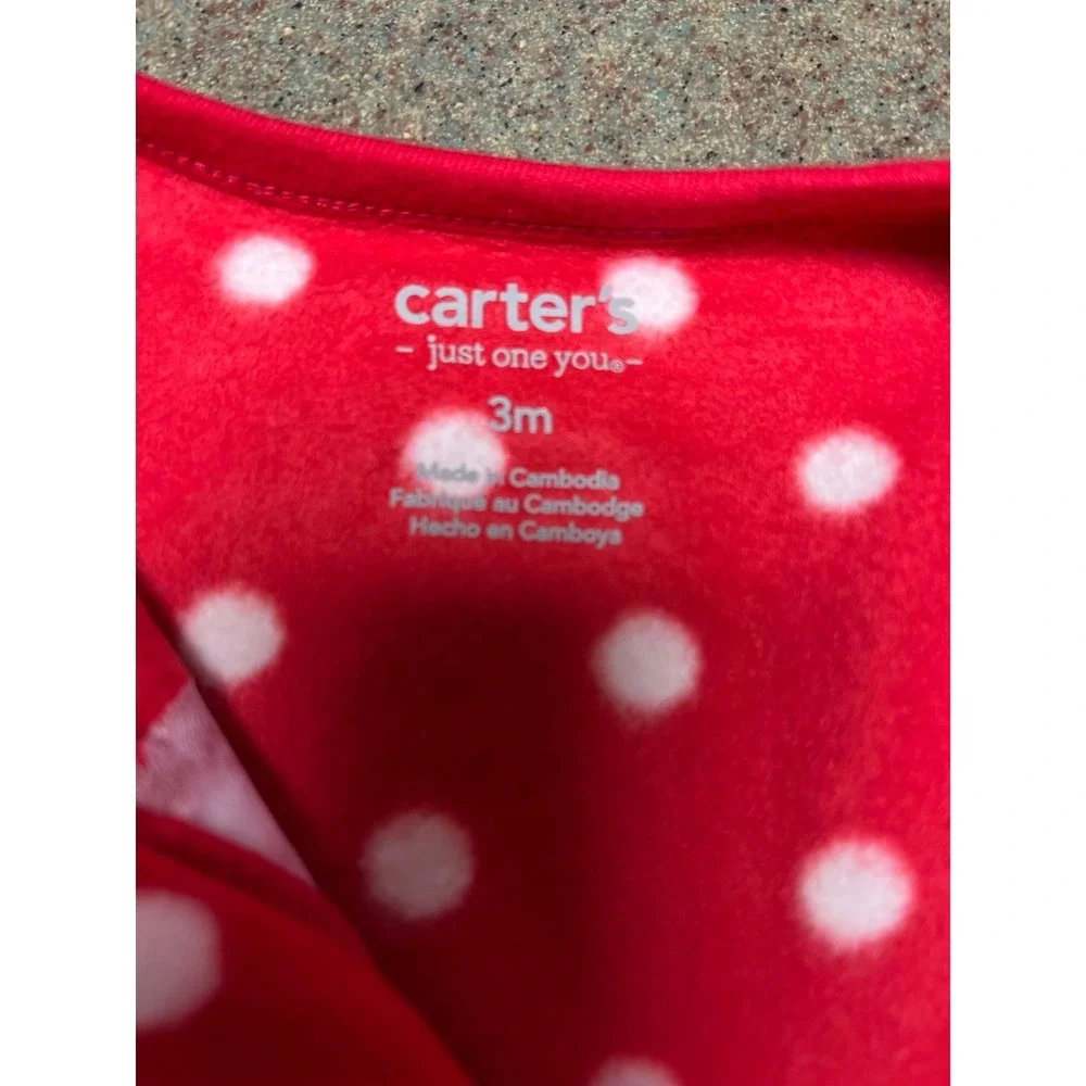 Carter's Christmas fleece sleeper NWT 3‎ months red polka dor